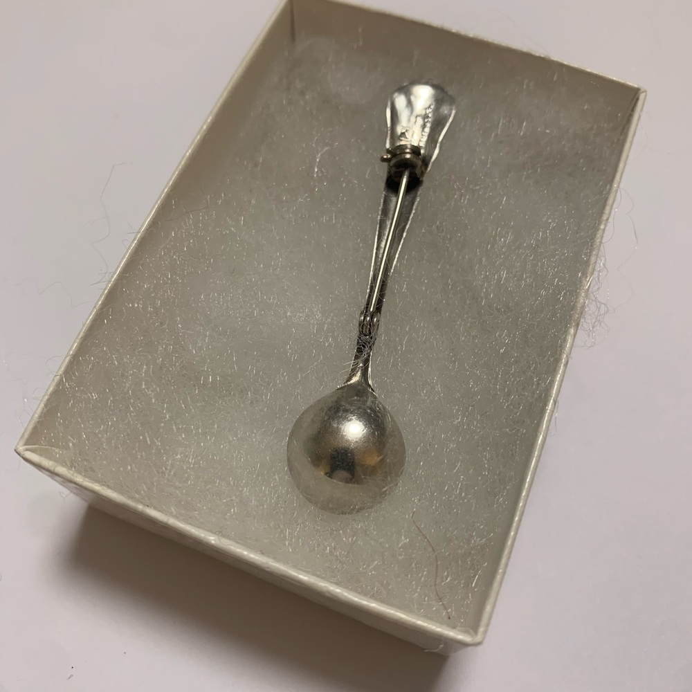 Vintage Easterling sterling silver salt spoon brooch - Picture 10 of 13